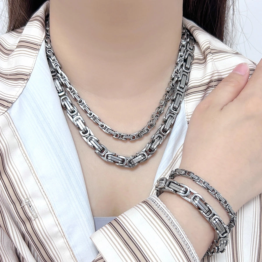 Jewelry Hip-Hop Commute Geometric 667 Stainless Steel Bracelets Necklace