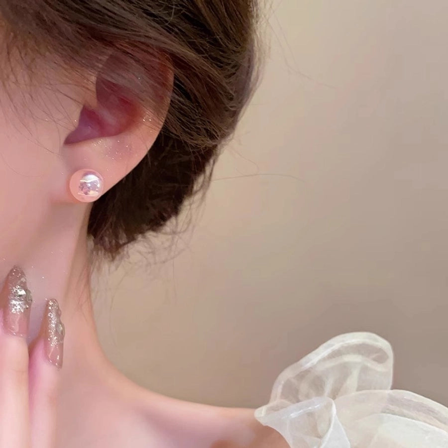 Pink Mermaid Ji Pearl Earrings  New Trendy Niche Design Sense Earrings Light Luxury Internet Celebrity Fashion Earrings