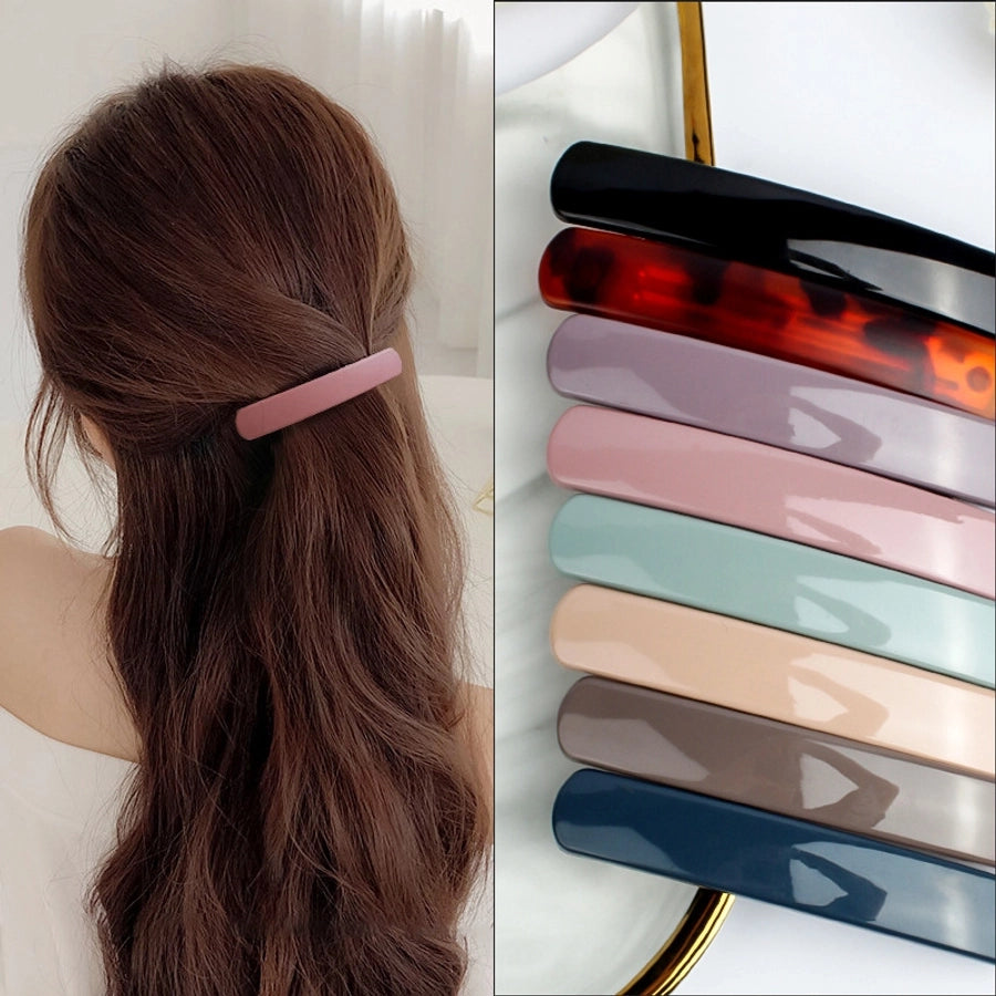 fashion solid color stainless steel plastic resin hair clip 1 piece