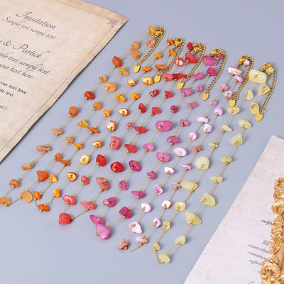 Europe and America  New Natural Stone Temperament Clavicle Necklace Bracelet Stainless Steel Non-Fading Light Luxury Jewelry Suit