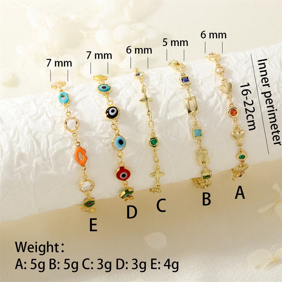 Jewelry IG Style Facial Features Eye  Face Copper Zircon Enamel Inlay Bracelets Necklace