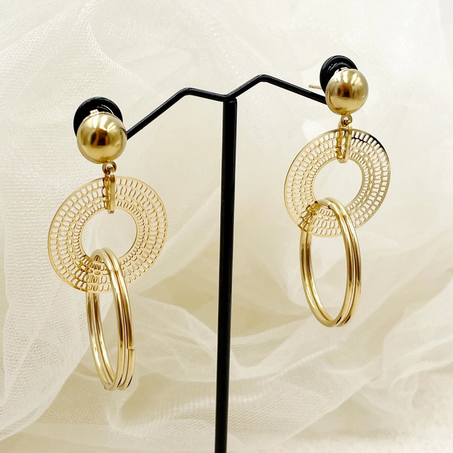 1 Pair IG Style Casual Vacation Geometric Plating 304 Stainless Steel 14K Gold Plated Drop Earrings