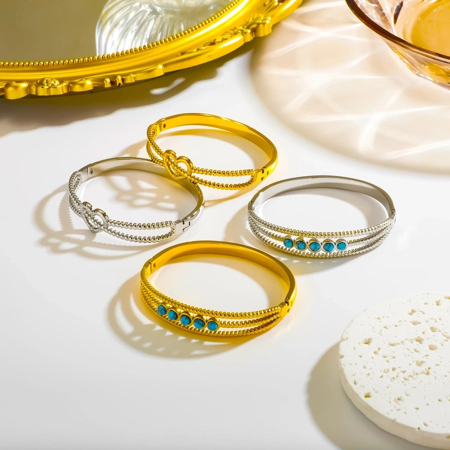 Vintage Style Classic Style Heart Shape 304 Stainless Steel 18K Gold Plated Bangle In Bulk