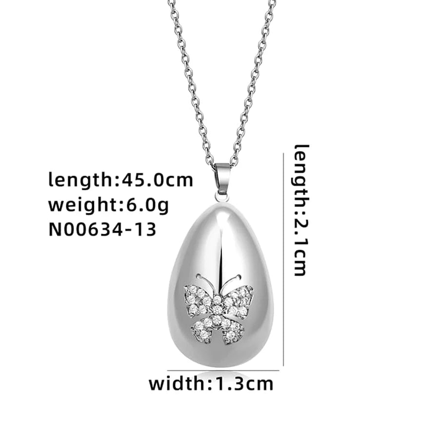 Jewelry Cute Simple Style Star Heart Shape Lines 304 Stainless Steel Copper Zircon K Gold Plated Rhodium Plated Plating Inlay Pendant Necklace