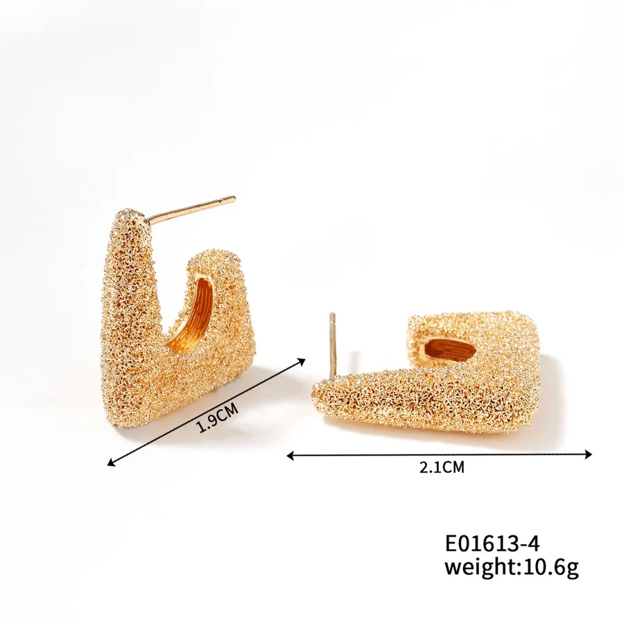 1 Pair Elegant Business Tropical Geometric Asymmetrical Copper K Gold Plated Earrings