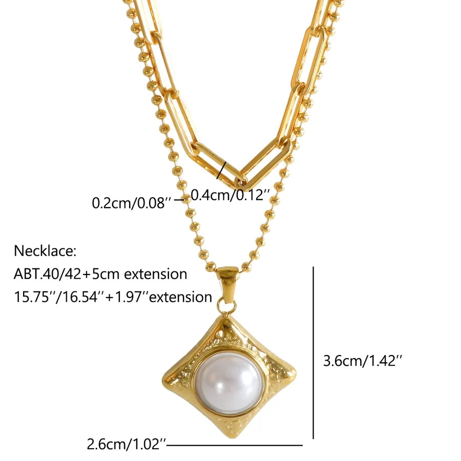 Jewelry IG Style Simple Style Commute Rhombus 304 Stainless Steel Pearl Inlay Rings Earrings Necklace