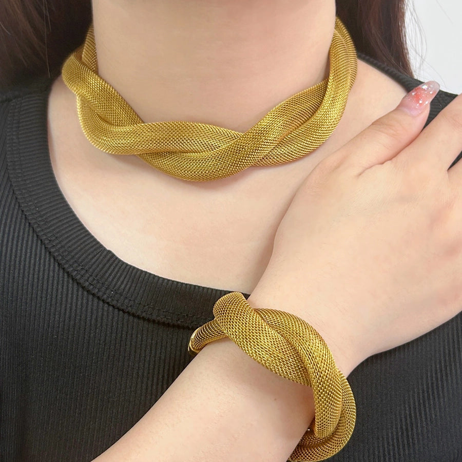 Jewelry Retro Exaggerated Geometric 304 Stainless Steel 18K Gold Plated Bracelets Necklace