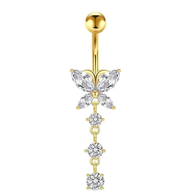 1 Piece 1 Set Belly Rings Simple Style Heart Shape Butterfly 316L Stainless Steel  Inlay Zircon Belly Rings