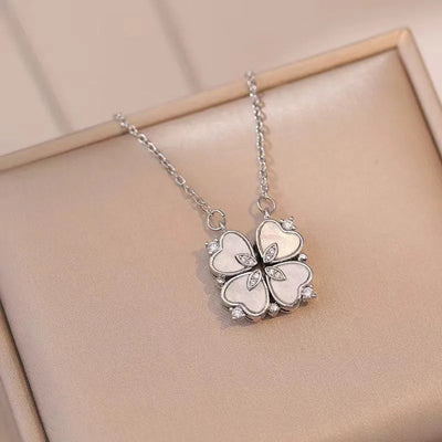 Wholesale Jewelry Vacation Classic Style Heart Shape Titanium Steel Zircon Inlay Pendant Necklace cable chain