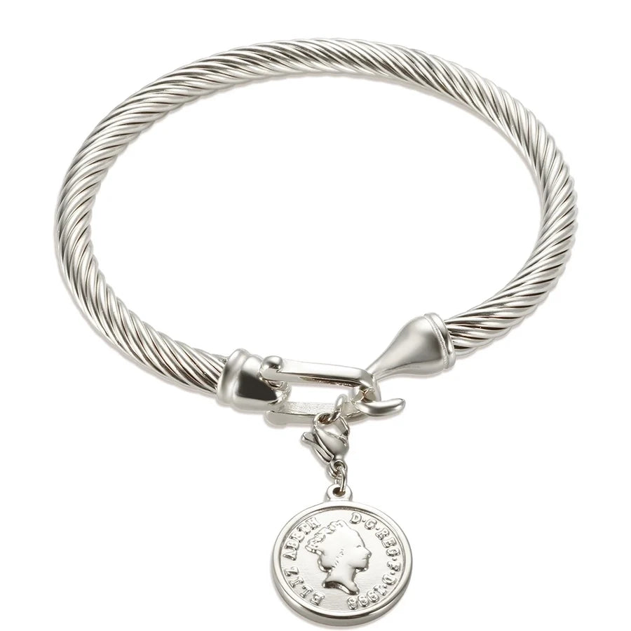 Marine Style Starfish Heart Shape Shell Titanium Steel Bangle In Bulk