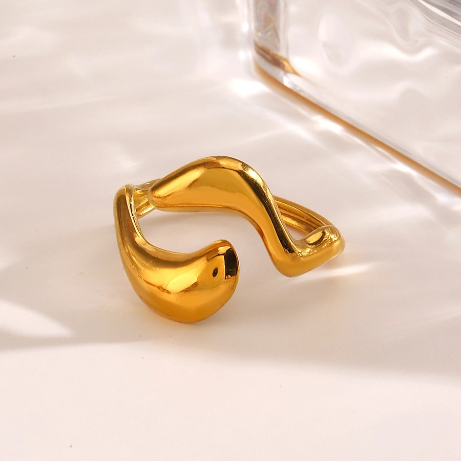 Jewelry Elegant Simple Style Irregular 304 Stainless Steel 18K Gold Plated Polishing Rings