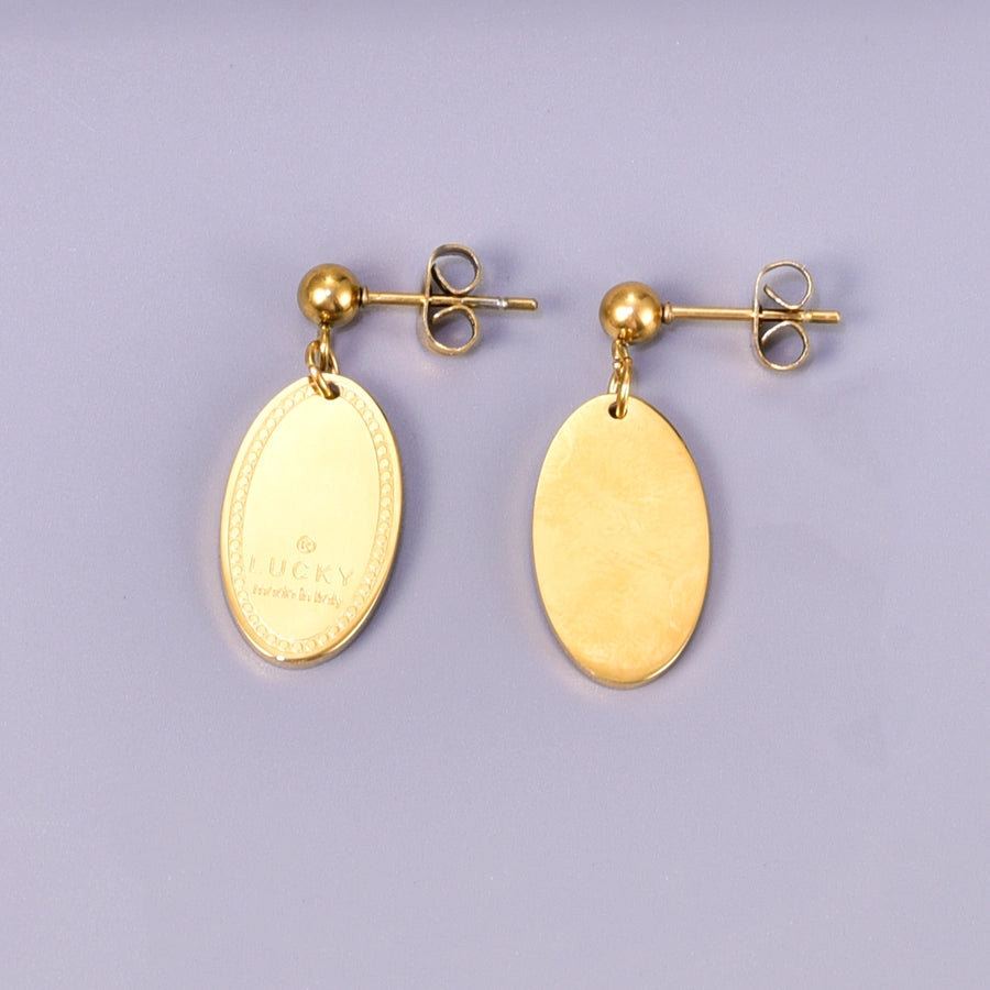 1 Pair Retro Classic Style Oval Heart Shape 304 Stainless Steel 18K Gold Plated Drop Earrings