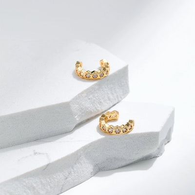 1 Pair Lady Modern Style Shiny Semicircle Inlay Copper Zircon Ear Cuffs