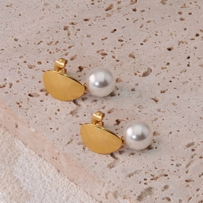 2 Pieces Set Elegant Sweet Simple Style Round Plating 304 Stainless Steel 18K Gold Plated Ear Studs