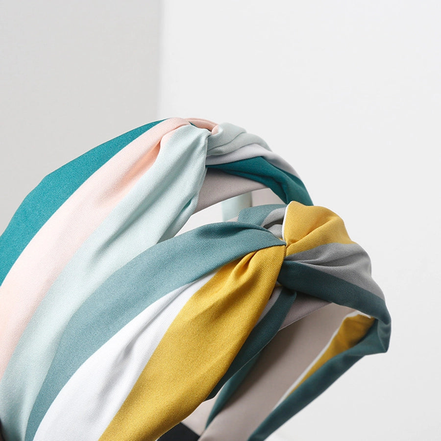 retro hairband women's fabric stitching stripe hair bundle pressure hair hoop net popular  new hairpin headdress