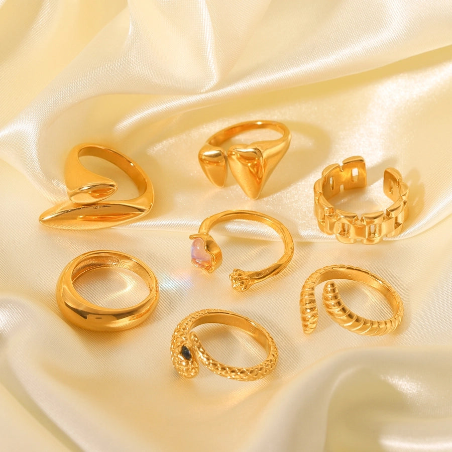 Jewelry IG Style Classic Style Irregular Geometric 304 Stainless Steel Titanium Steel 18K Gold Plated Open Rings