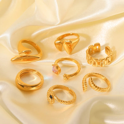 Jewelry IG Style Classic Style Irregular Geometric 304 Stainless Steel Titanium Steel 18K Gold Plated Open Rings