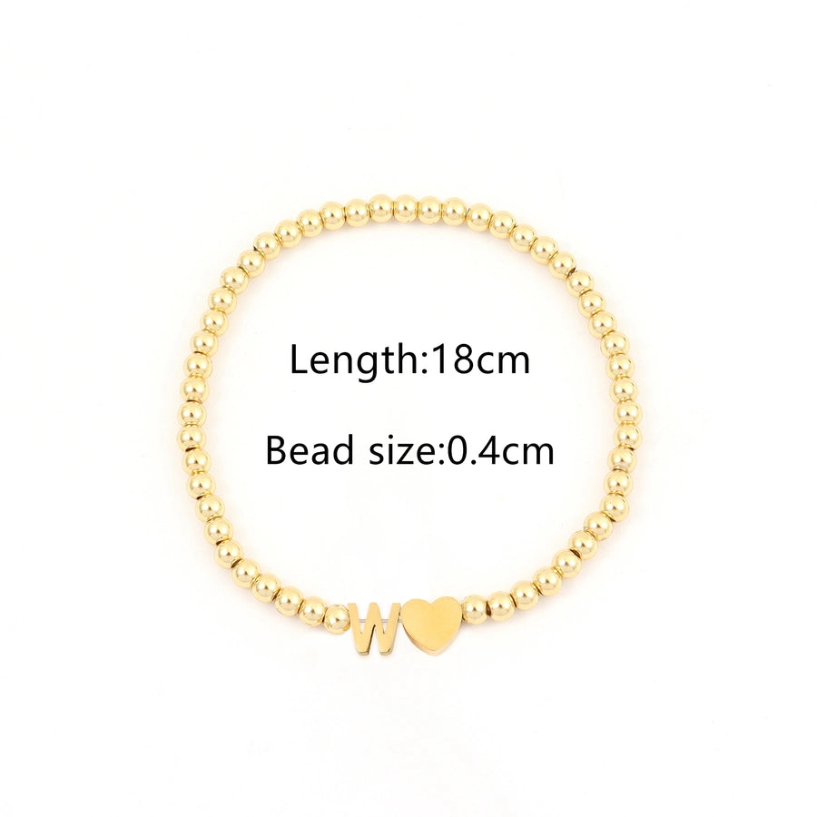 304 Stainless Steel Copper Letter Heart Shape Bracelets