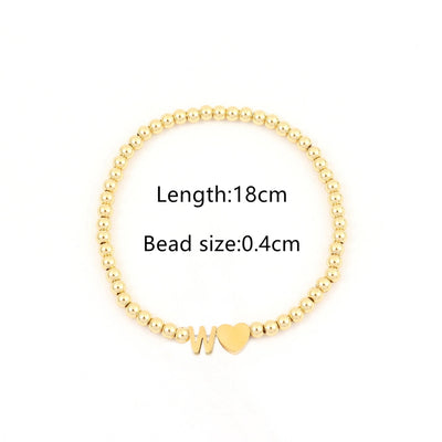 304 Stainless Steel Copper Letter Heart Shape Bracelets