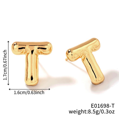 1 Pair Sweet Simple Style Shiny Letter Plating Copper K Gold Plated Ear Studs