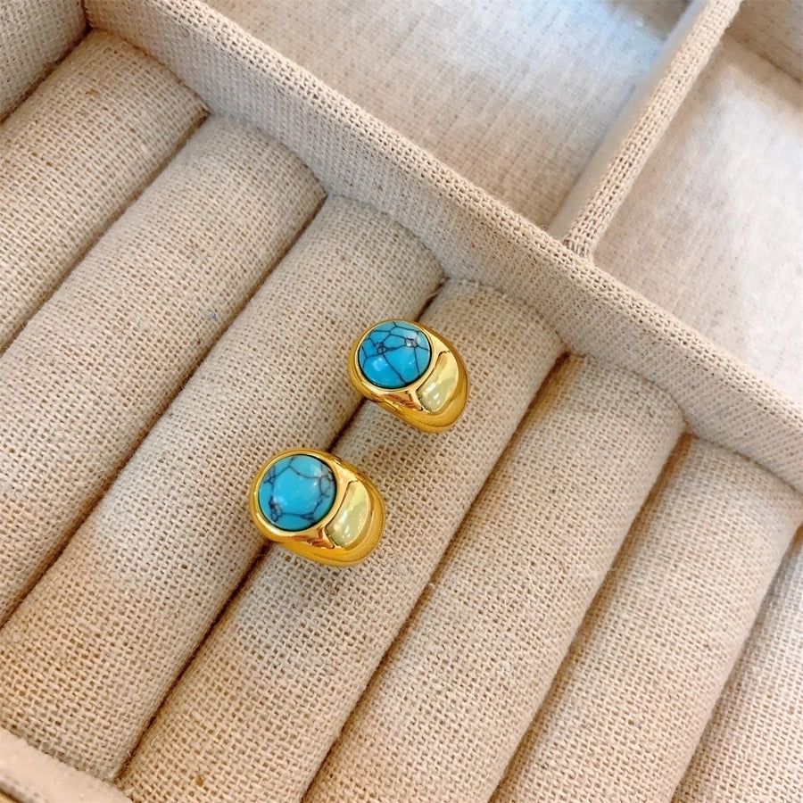 1 Pair Retro C Shape 304 Stainless Steel 18K Gold Plated Ear Studs