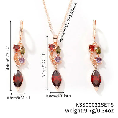 Wholesale Jewelry Sweet Shiny Flower Copper Glass K Gold Plated Inlay Jewelry Set cable chain