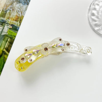 Elegant three-petal flower banana clip large vertical clip Diamond-embedded ponytail clip flower vertical card high-end hairpin hairpin manufacturer