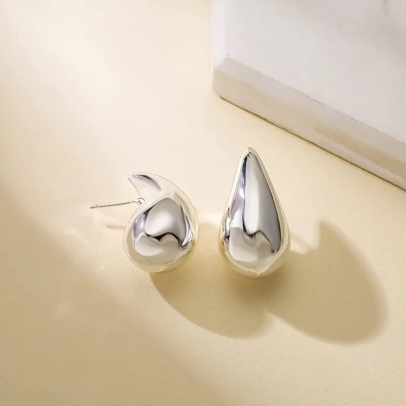 1 pair simple style water droplets plating ccb ear studs