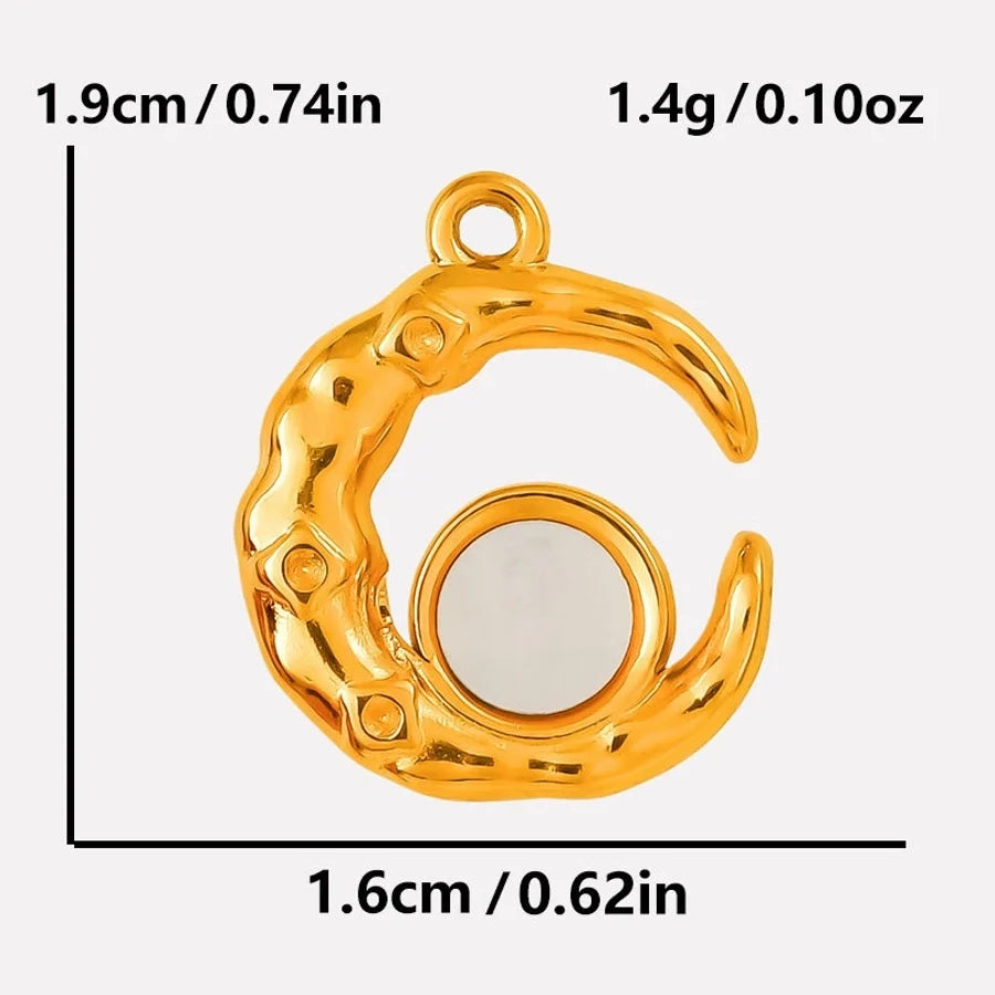 Jewelry Vintage Style Classic Style Moon 304 Stainless Steel Shell Abalone Shell 18K Gold Plated Irregular Plating Pendant Necklace