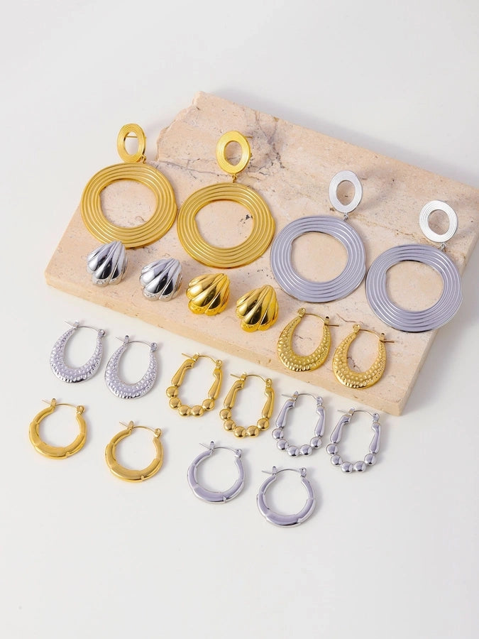 1 Pair Streetwear Geometric 304 Stainless Steel 18K Gold Plated Earrings