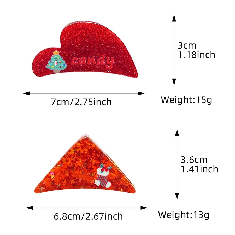 Christmas Sweet IG Style Women's Triangle Heart Shape Arylic Hair Claws