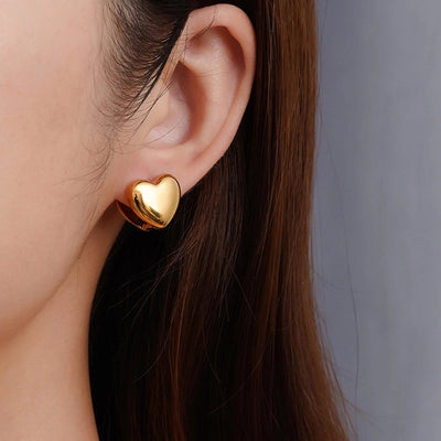 1 Pair IG Style Heart Shape 304 Stainless Steel Earrings
