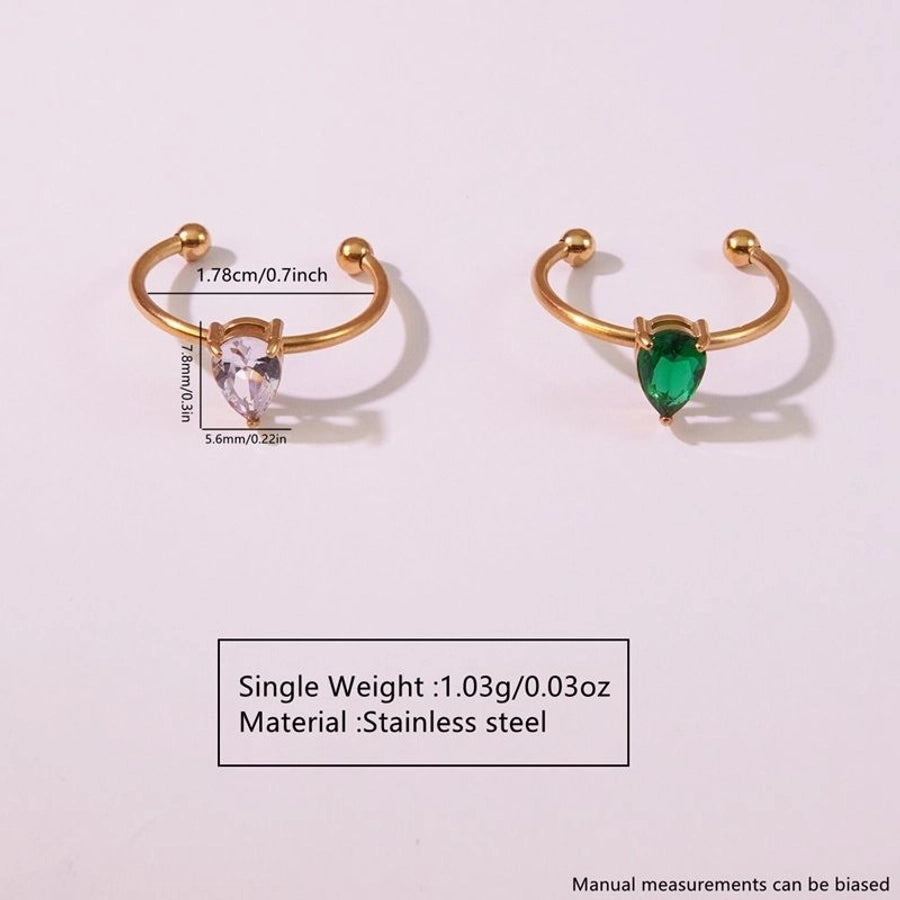 Jewelry Tropical Simple Style Cool Style Triangle Geometric 304 Stainless Steel Artificial Rhinestones 18K Gold Plated Inlay Open Rings