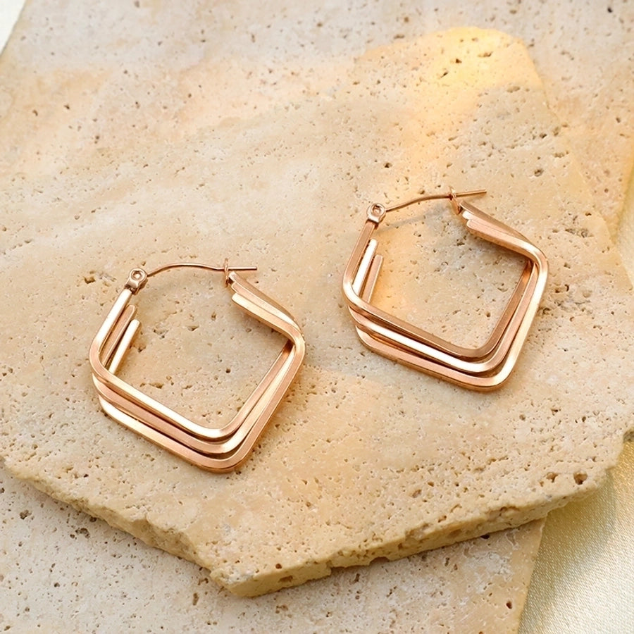 1 Pair Simple Style Geometric Titanium Steel 18K Gold Plated Earrings