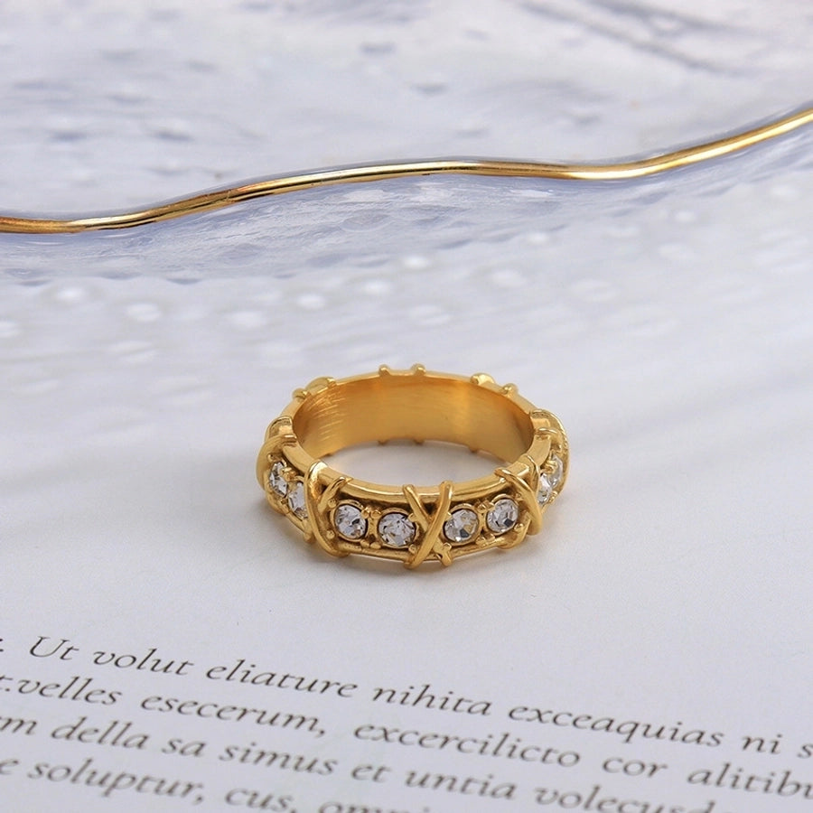 Jewelry Simple Style Geometric 304 Stainless Steel Zircon Rings