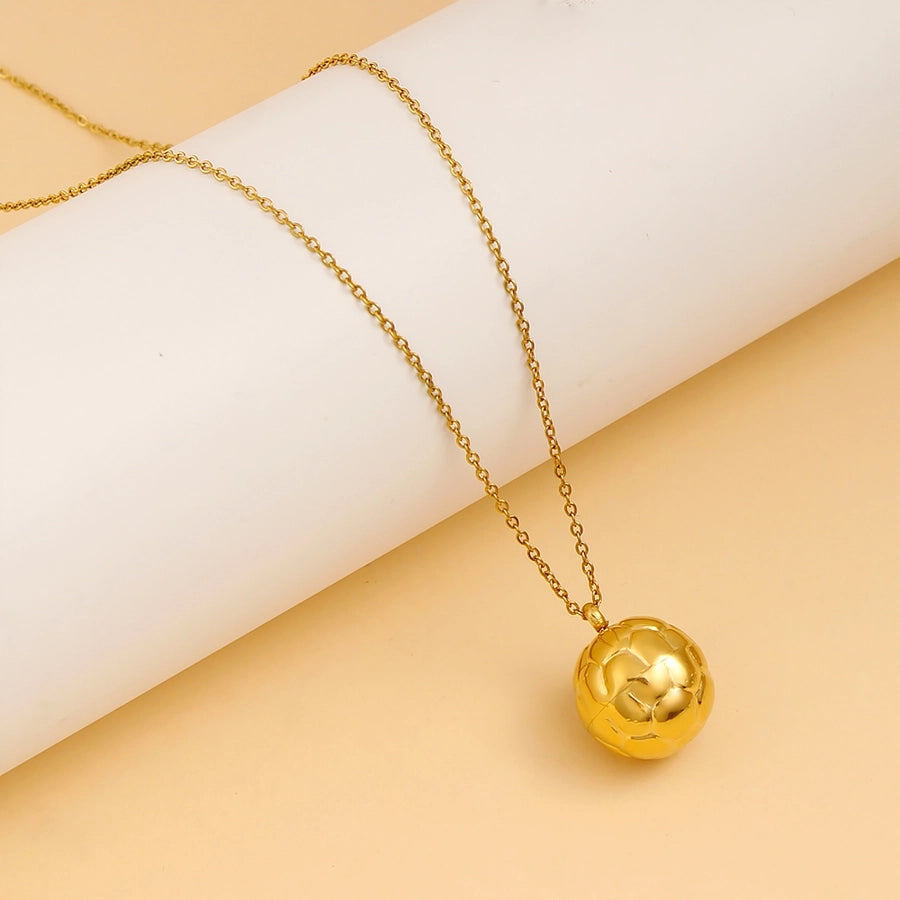 Autumn and Winter  New Arrival Texture Ball Earrings Pendant Necklace Suit Stainless Steel Personality Fashion Short Necklace Stud Earrings