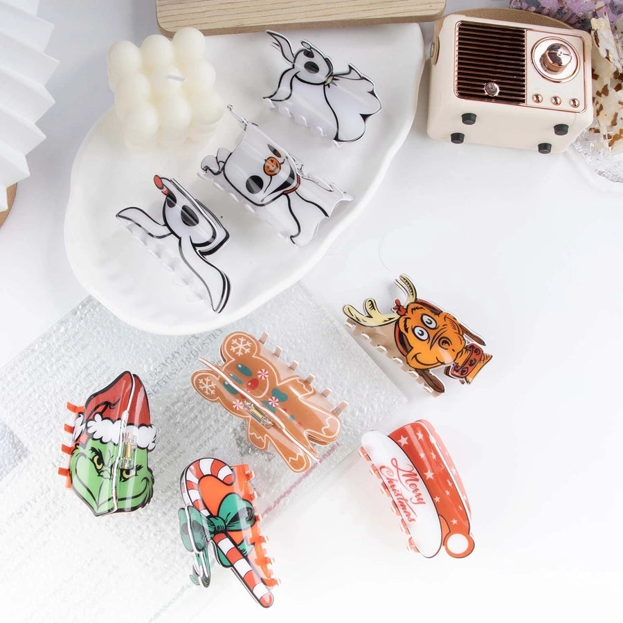 Cute Christmas Women's Christmas Hat Gingerbread PVC Hair Claws