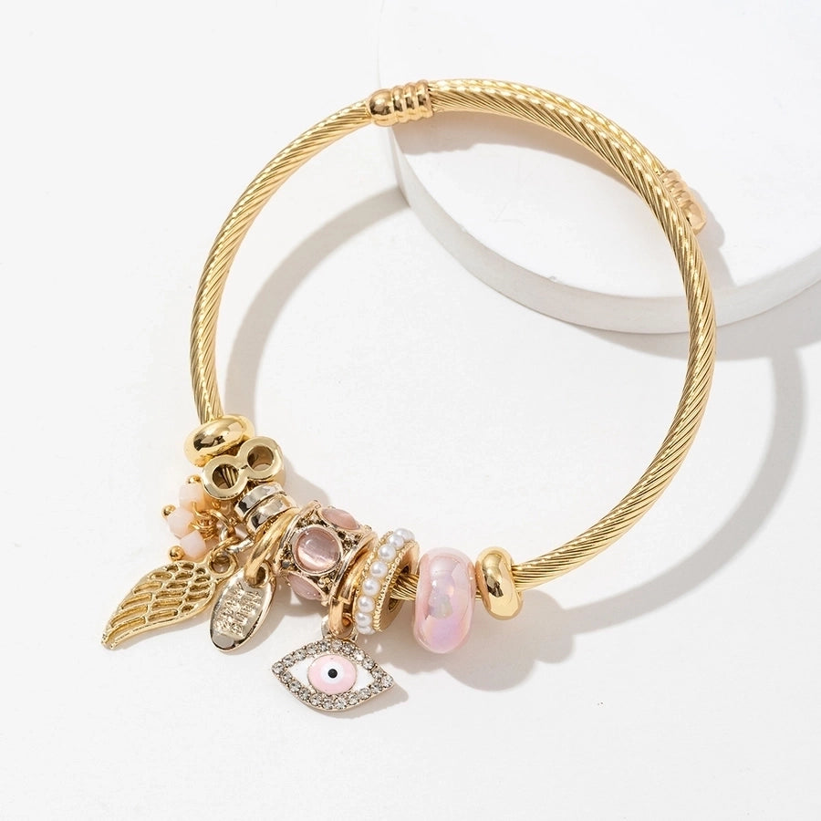 Retro Lady Eye 304 Stainless Steel Alloy Artificial Crystal Bangle In Bulk