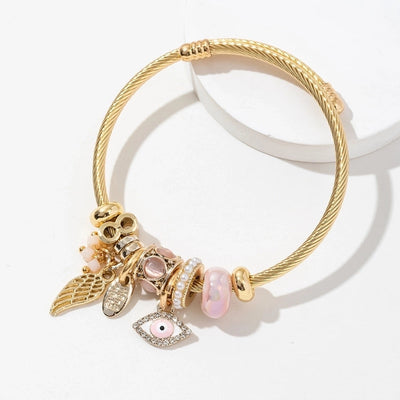 Retro Lady Eye 304 Stainless Steel Alloy Artificial Crystal Bangle In Bulk