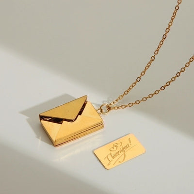 Jewelry IG Style Simple Style Commute I Love you envelope 304 Stainless Steel 18K Gold Plated Pendant Necklace