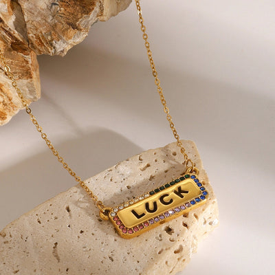 Jewelry Simple Style Classic Style Letter 304 Stainless Steel Zircon Inlay Necklace