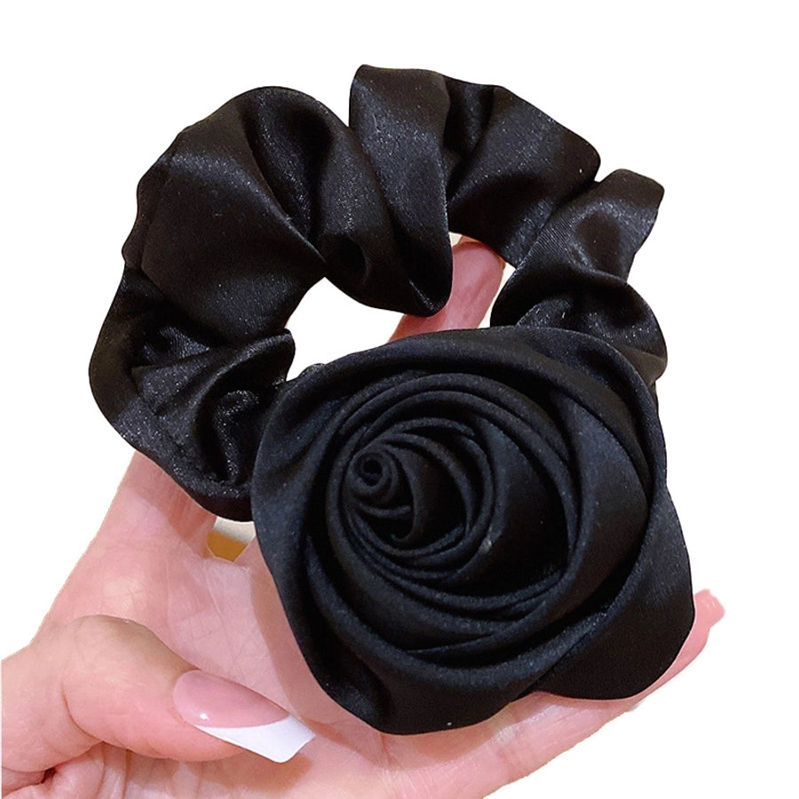 elegant lady solid color flower cloth hair tie