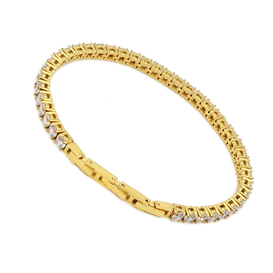 Classic Style Geometric Stainless Steel 18K Gold Plated Rose Gold Plated Zircon Tennis Bracelet In Bulk
