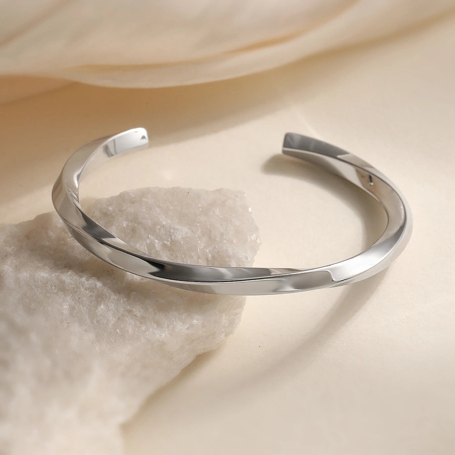 Retro Simple Style Commute Geometric 304 Stainless Steel Cuff Bracelets In Bulk