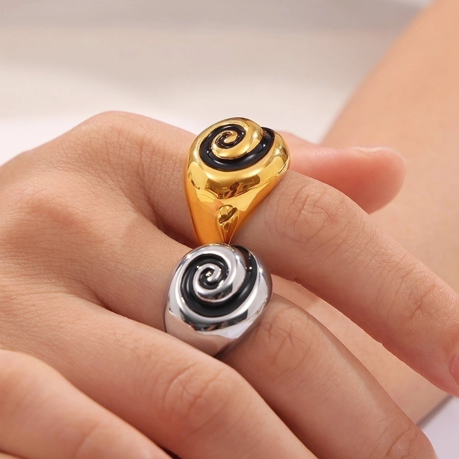 Jewelry Casual Exaggerated Circle Titanium Steel Enamel Rings