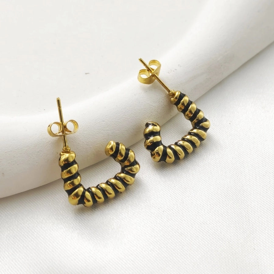 1 Pair Elegant Classic Style Geometric Enamel 304 Stainless Steel Stainless Steel Earrings