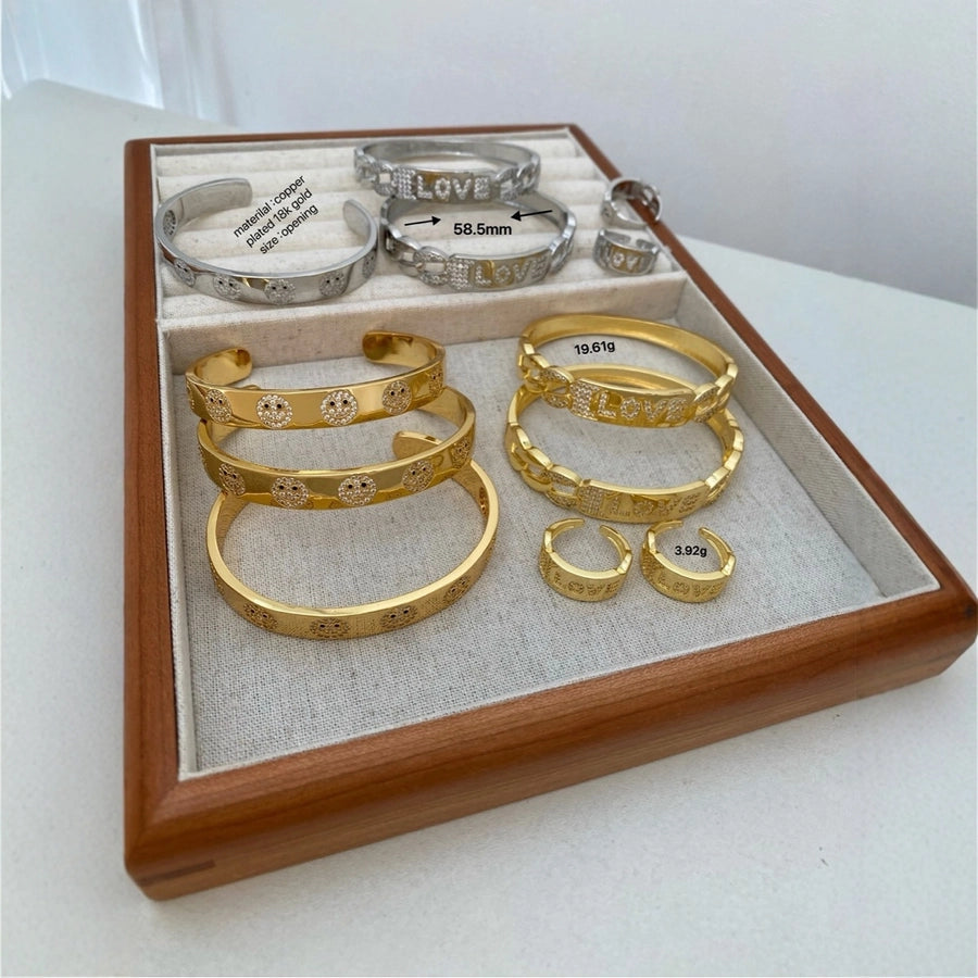 Jewelry Vintage Style Classic Style Love Copper Zircon Plating Rings Bracelets