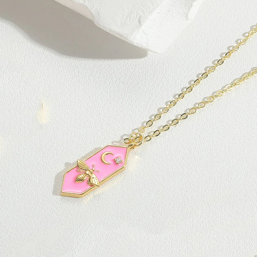 Copper 14K Gold Plated Vintage Style Simple Style Classic Style Plating Inlay Zircon Pendant Necklace