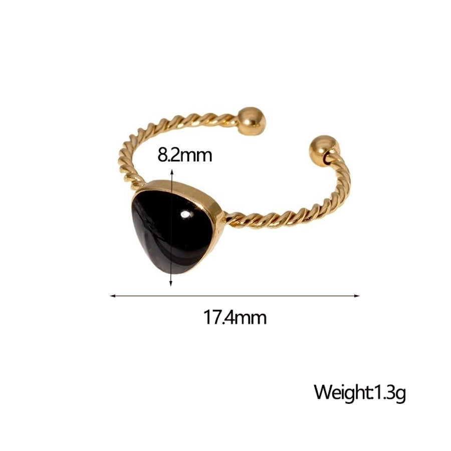 Jewelry French Style Classic Style IG Style Geometric 304 Stainless Steel 18K Gold Plated Enamel Stainless Steel Rings