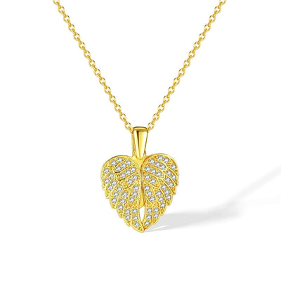Jewelry Casual Elegant Heart Shape Wings 304 Stainless Steel Copper Zircon Pendant Necklace
